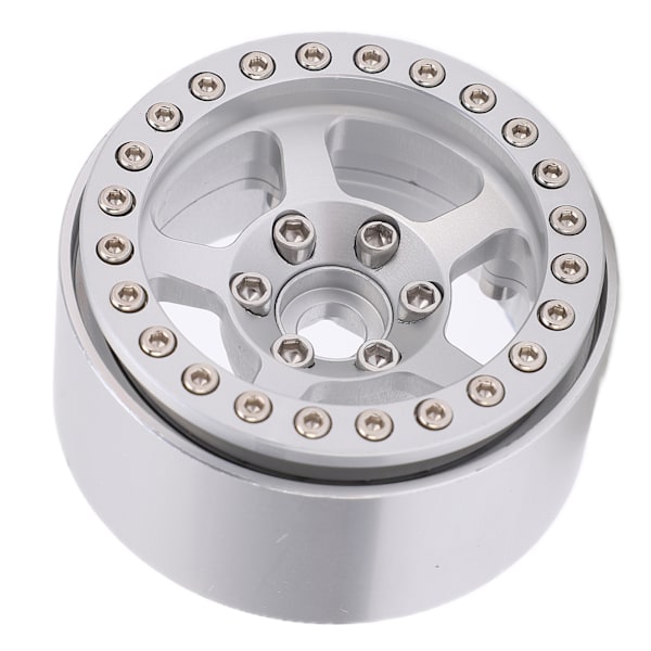 1.9 Tum Beadlock Hjul Aluminiumlegering 5 Håls Silverfälgar Icke-Färgande Lås Däck RC Hjul Fälgar Hjulnav Silver