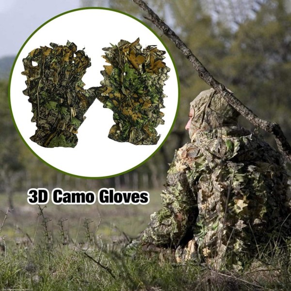 3D Leafy Camo Gloves Defend Camouflage Bueskyting Beskyttelseshansker for fiske Camping utendørsaktiviteter