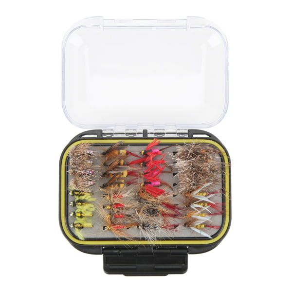 64 st Flugfiskeflugor i rostfritt stål Färgglada fiskedragskit Fiskeflugkrokar Set med vattentät förvaringslåda