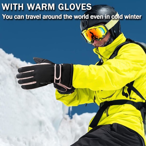 Vinter Touchscreen-skihandsker til kvinder, vandtætte og koldtætte snehandsker til snowboarding, vandreture og cykling