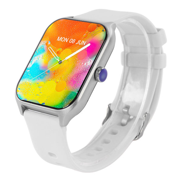 Smartwatch med Blod Syremättnadstest, Samtalsdisplay, IP68 Vattentät, Pekskärm, Stegräknare, Silver