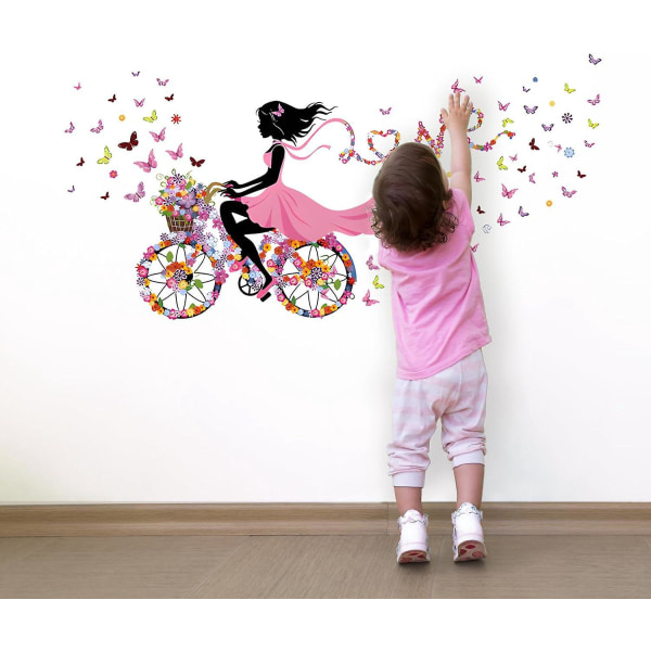 Värikkäät butterfly-seinätarrat baby lastenhuoneeseen: Tyttö lintuhäkkiseinätarroilla