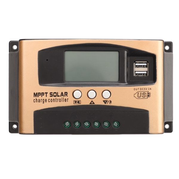 Solar Charge Controller MPPT Solar Charge Controller Solar Panel Regulator med LCD Display Parameter Justerbar Guld 30A