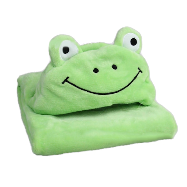 Barn med huva filt bärbar filt mjuk mysig korall sammet djurformad kappa för baby barn grön groda