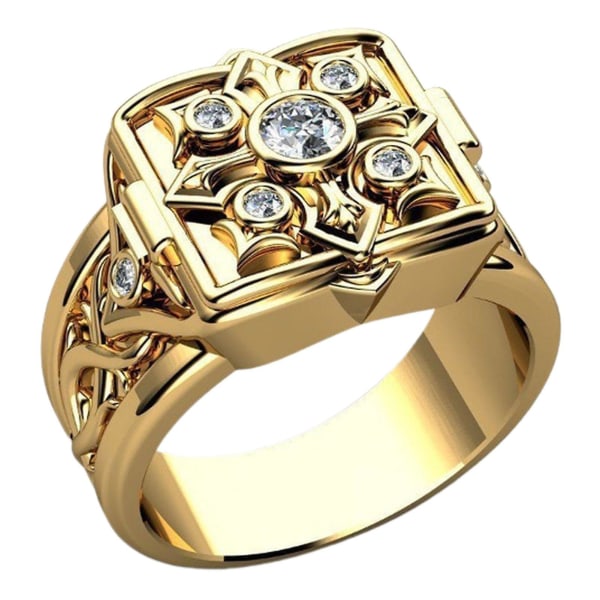 Menn Ring Box Form med lokk Smykker Geometrisk Flip Flop Finger Ring Bursdagsgaver Golden US 6