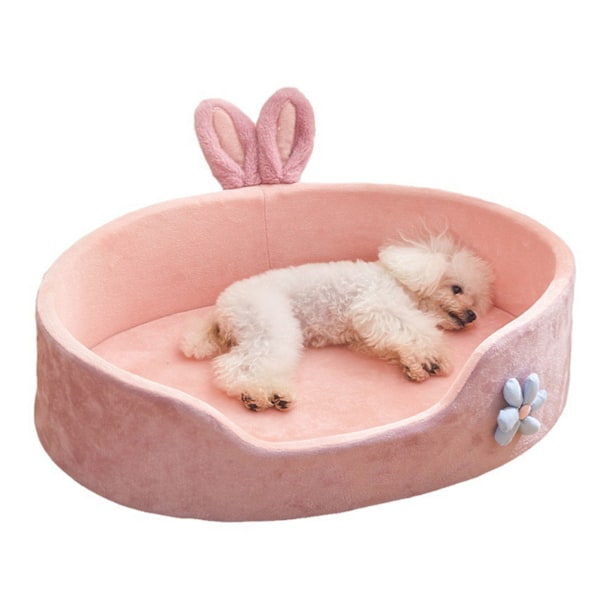 Pink Pet Bed Detachable Washable Dog Sleeping Bed Soft Comfortable Warm Cat Bed for Four Seasons M