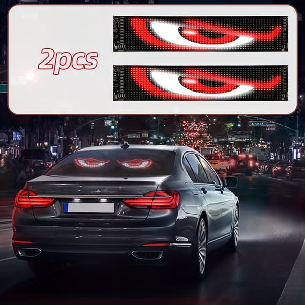 2 st. programmerbart Devil Eyes-bilsystem, app/fjärrkontroll, dubbel skärm, USB-driven, lastbilar/SUV:ar L-2 Stk
