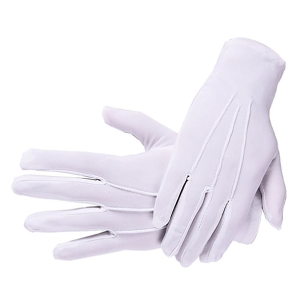 Hvide tynde handsker Strækbare åndbare ceremonielle marcherende Voksenuniformhandsker til udendørs kørsel Klatreridning
