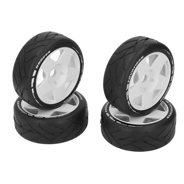 4 st 1/8 GT RC-hjul med starkt grepp, vägbana-racingdäck, slitstarka väghjul med 17 mm adapter, vita