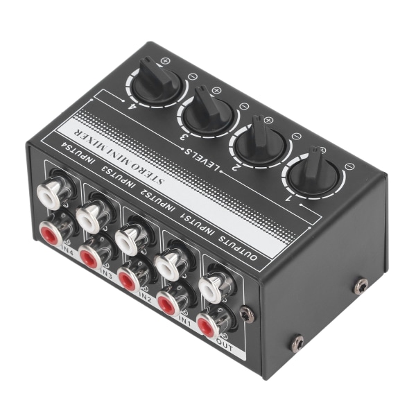 CX400 Mini Passiv Stereomikser Bærbar Stereo 4-kanals mikser for CD-spiller Båndstasjon Datatelefon Nettbrett Datamaskin Hvit