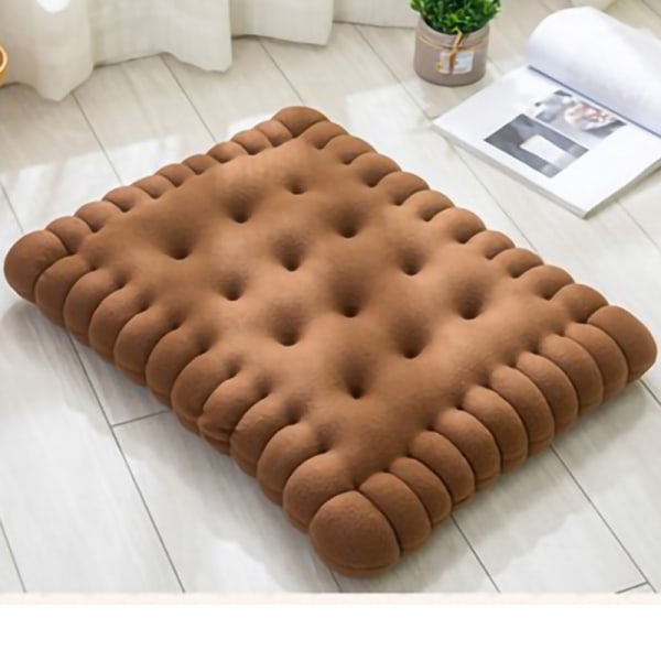 Stolesæde Pude Tyk Blød Elastisk Komfortabel Biscuit Form Plys Stolesæder til Kontor Spisestue Sofa Brun 40x45cm
