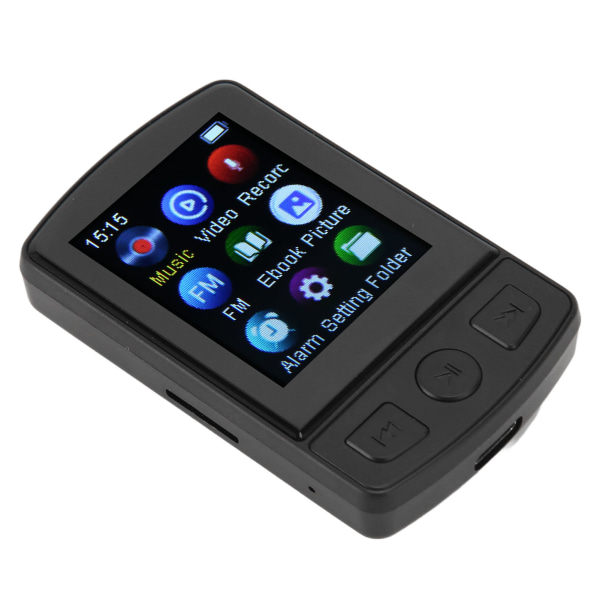 Klipp MP3-spiller MP4-spiller Bluetooth 5,2 1,77 tommers fargeskjerm bærbar musikkspiller med FM-opptak elektrisk bok med 64G minnekort