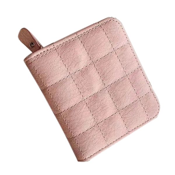 Plånbok PU Läder Stor Kapacitet 2 Fack 8 Kortplatser Dragkedja Design för Nycklar Mynt Rosa