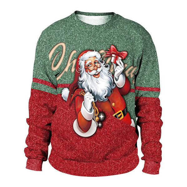 Unisex Ugly Christmas Sweatshirt med rund hals. Novelty 3d grafisk langærmet sweater