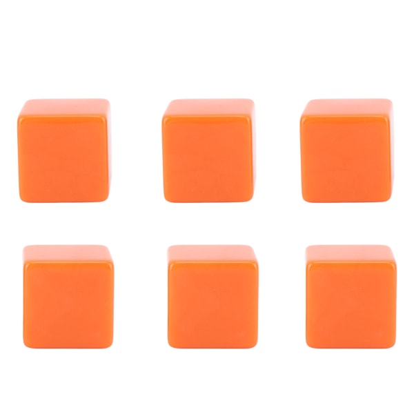 6 STK Tomme terningterninger DIY uferdige terningblokker Undervisningsfestpuslespill 6-sidige terninger Plastterninger Oransje