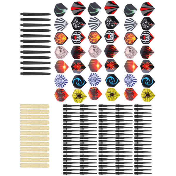 14G sikkerhedspilesæt med 12 stk. dartskaft42 stk. Flights100 stk. Tips Træningsværktøj