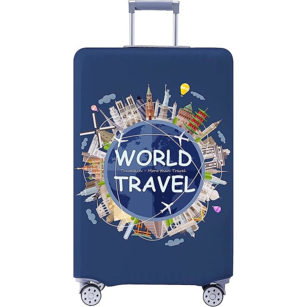 Tvättbart anti-scratch resväska Cover för 72-80 cm resväskor med World Landmarks Design