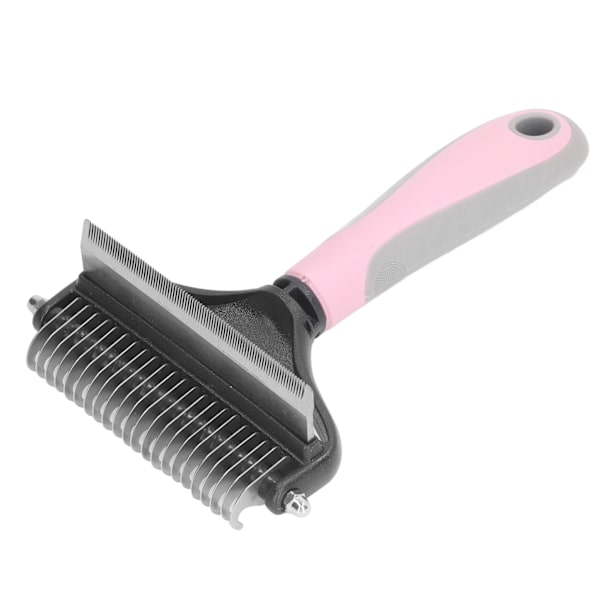 2 i 1 Hundeavfettingsbørste Fjerner floker og knuter Stålbørste for hunder med floker Valp Stor Rosa