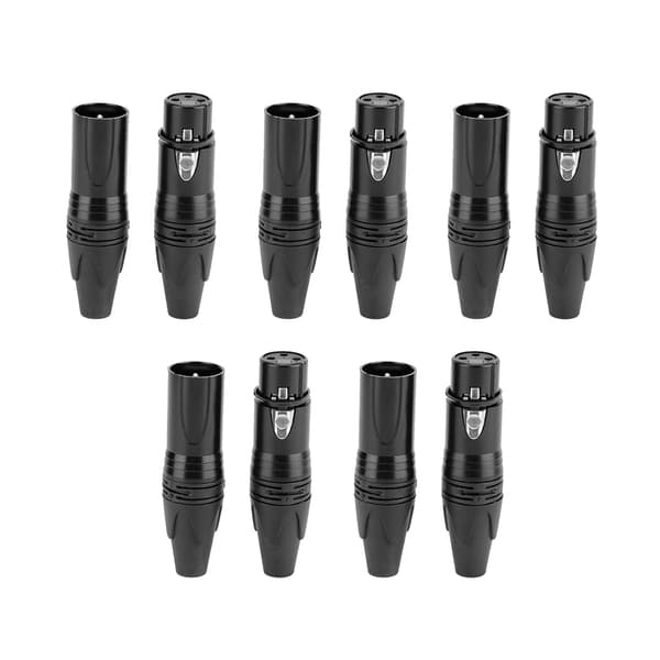 Sort 5 par 3-benet XLR-stik Audio-stik