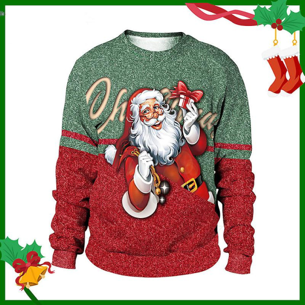 Unisex Ugly Christmas sweatshirt med rund hals Novelty 3d grafisk langermet genser