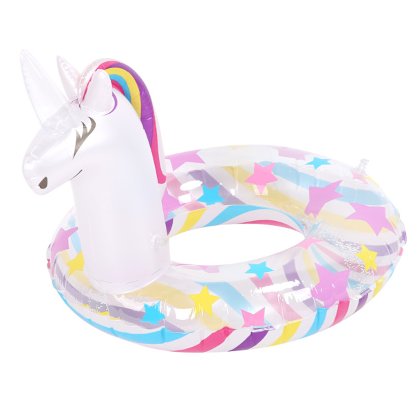 Børn til Unicorn Oppustelig Svømmering Glitter Pool PVC Float Tube Stjernemønster