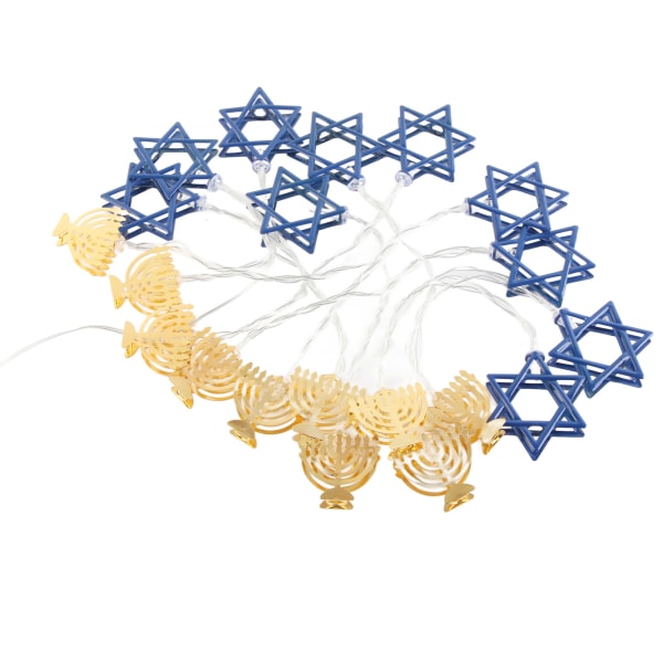 LED Hanukkah-lyssnor med sexkantede stjerneformede fe-lys 3 meter 20 LED-dekorationslys