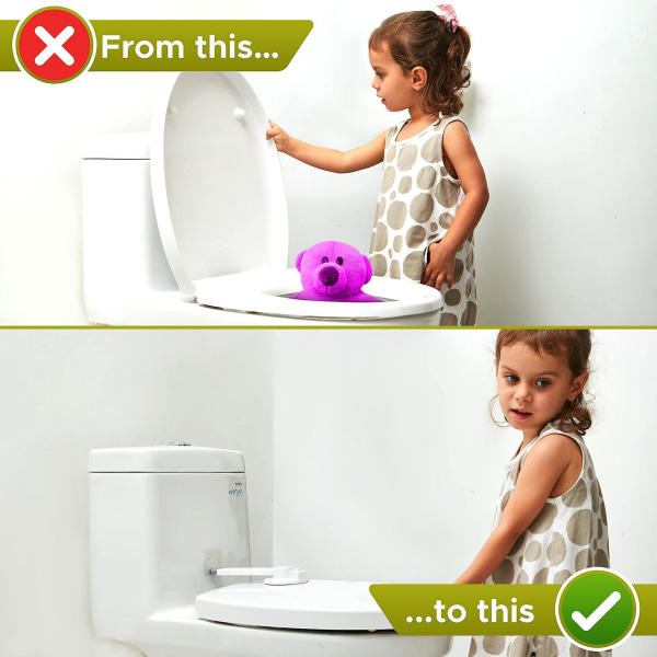 Enkel å installere barnesikring for toalettseter - spedbarnssikker, ingen verktøy nødvendig, 3 m lim, hvit (1 sett)