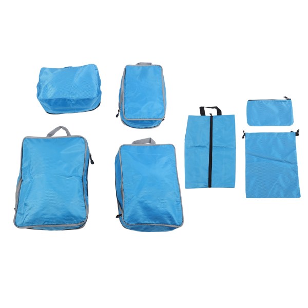 7 stk kompresjonspakning kuber polypropylen polyester lett bagasje komprimerbar bag for koffert reise blå