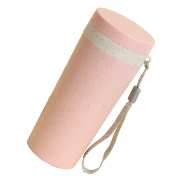 Hvedehalm Kop Dobbeltlags Vandkop til Hjem Skole Camping Picnic Rejse Kontor Pink