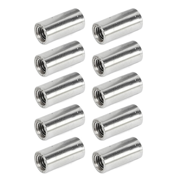10 kpl pyöreä liitinmutteri M8x1.25 naaraskierre L25mm tanko liitosmutterit ruostumaton teräs kierteitetty holkki tanko