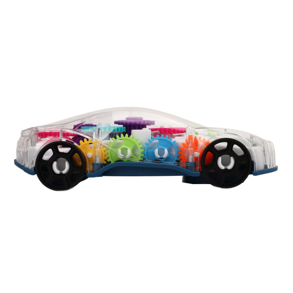 Gennemsigtig legetøjsbil Farverigt bevægeligt gear LED-lyseffekter Charmerende musik til småbørn