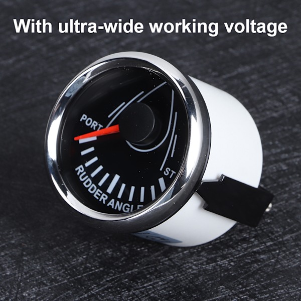 52mm Universal Båtrorkvinkelindikator 0-190ohm Signal med Rorkänsla 9-32V Bakgrundsbelysning Mätare för Båt Yacht Svart Urtavla Silverhölje