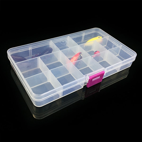 15 Fack Justerbar Plast Fiskedrag Krok Tackle Box Case Organizer