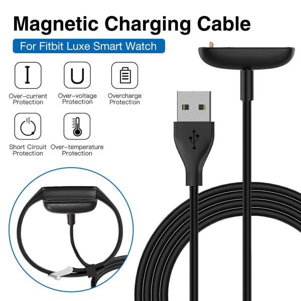 Magnetisk USB-opladerkabel Kompatibel til Fitbit Luxe Armbånd Oplader Datakabel 100CM Strap Oplader Kompatibel til Fitbit Luxe Smart Watch