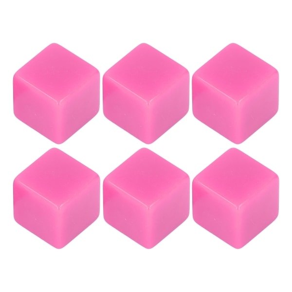 6st Blank set rätvinklig plast hexaedriska kuber Klassrumsbrädspel DIY Math Counting Undervisningsfest Favor Fun Pink