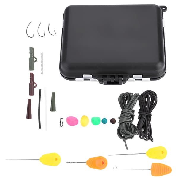 Karpfiskegrejsæske Vægte Clips Maddingnåle Krog Svivel Rig Kit (med maddingnål)