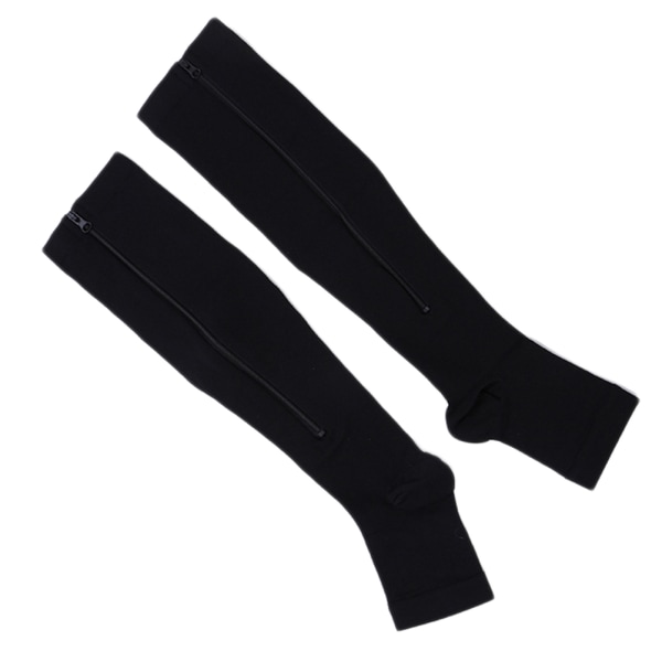 1 par komprimerte sokker elastisk glidelås komprimert benstøtte Unisex knestrømper med åpen tå