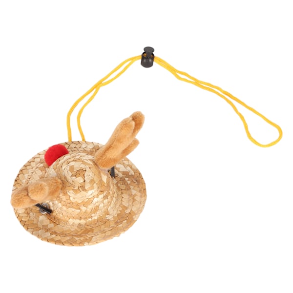 Skäggagamhatt med älghorn Dekor Justerbar Spänne Rem Liten Husdjur Halmhatt för Ödla Hamster Råttor Marsvin L
