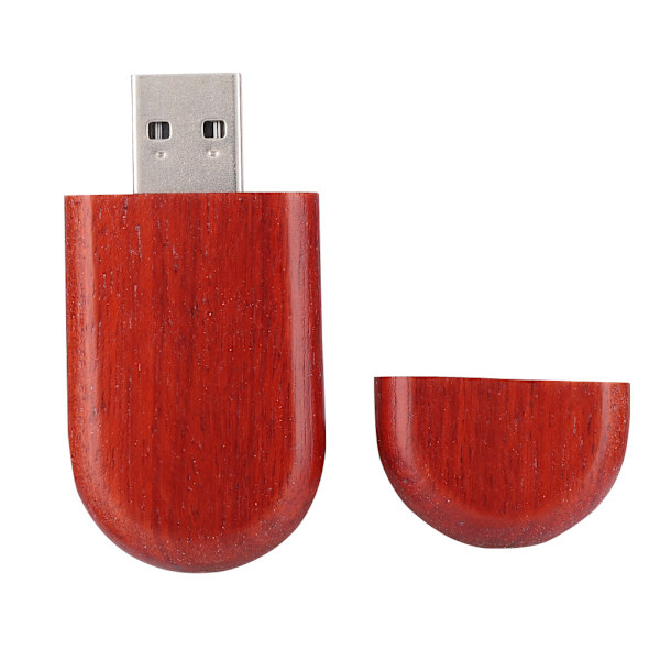 Oval palisander USB 2.0-minnepinne med lagringskapasitet og eske, 128 GB