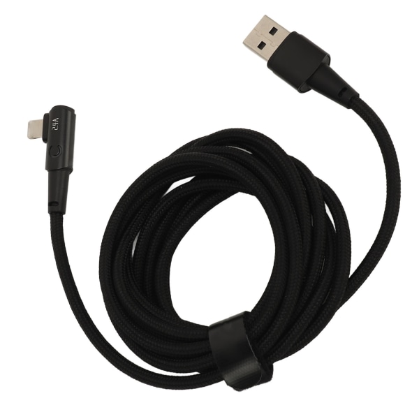 Til Iphone-opladerledning 90 grader 6,6 fod Let at tilslutte 2,4A hurtigopladningskabler Ledning retvinklet USB-opladerkabel Sort
