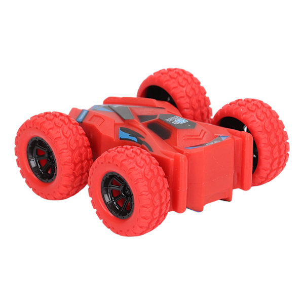 Dobbeltsidet Pull Back Bil Friktionsdrevet 4 Store Dæk 360 Graders Roterende Mini Flips Inertia Stunt Bil Rød