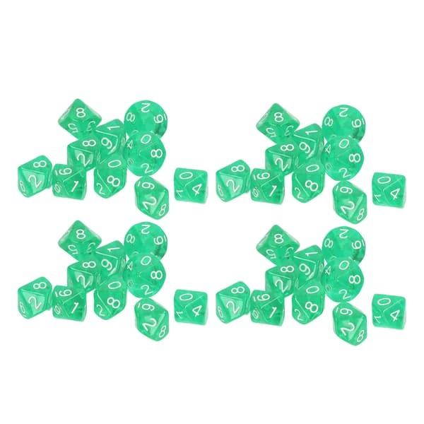 40 STK. Talterninger 10-sidet Plast Polyhedral Terningesæt til Brætspil Undervisning Underholdning Grøn