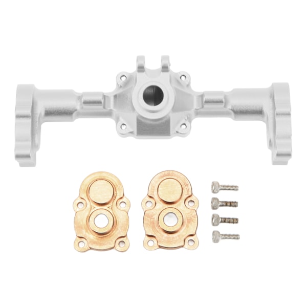 CNC-taka-akselin kotelo FMS:lle FCX24 1/24 RC-autolle - Korottaa ja leveämmän taka-akselin kotelon messinkihammaspyörän kannella ja ruuveilla (hopea)