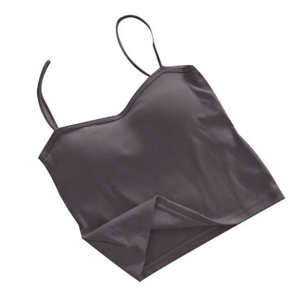 Kvinners Enkle Sports-Camisole med Polstring Elegant og Stilig Spaghettistropp Tanktopp for Løping Mørk Grå Fri Størrelse for 40-65kg