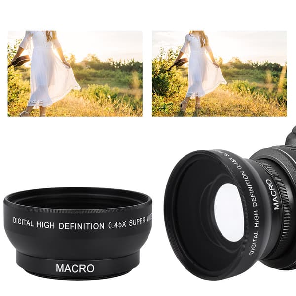 High Definition 0.45X vidvinkelobjektiv til 49 mm monteringskamera