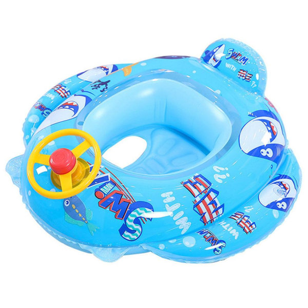 Babybassengflyter med sikkerhetssete ratt Tegneserie oppblåsbar svømmering Basseng Svømmetreningshjelp for 1-6 år gamle barn