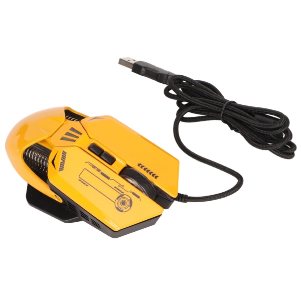 Kablet mus Ergonomisk RGB bakgrunnsbelyst Justerbar DPI 7 programmerbare taster Gaming Mus for Gaming Office Study Gul