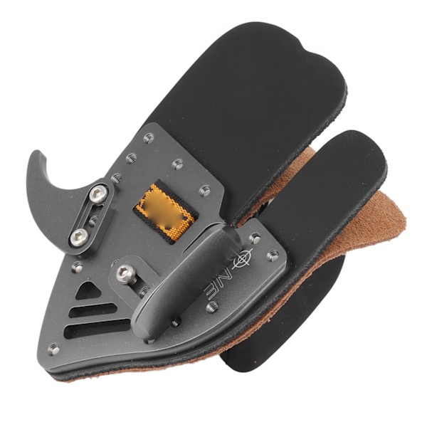 Bueskydning Finger Tab Sort Grå Fingerbeskytter Ergonomisk Design Læder Aluminium Legering Bueskydningsværktøj til Jagt S