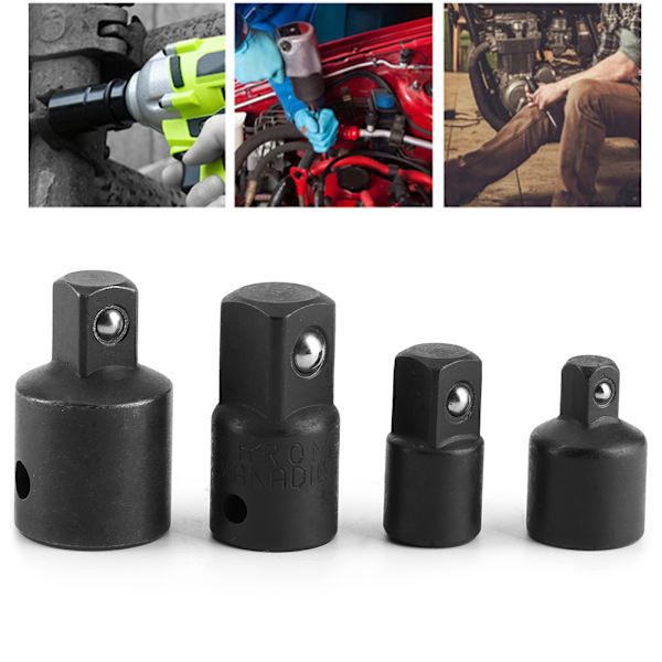 4 stk 1/4in 3/8in 1/2in Elektrisk Skiftenøkkel Hylse Adapter Konverter Krom Vanadium Stål Drive Socket Joint (Svart)