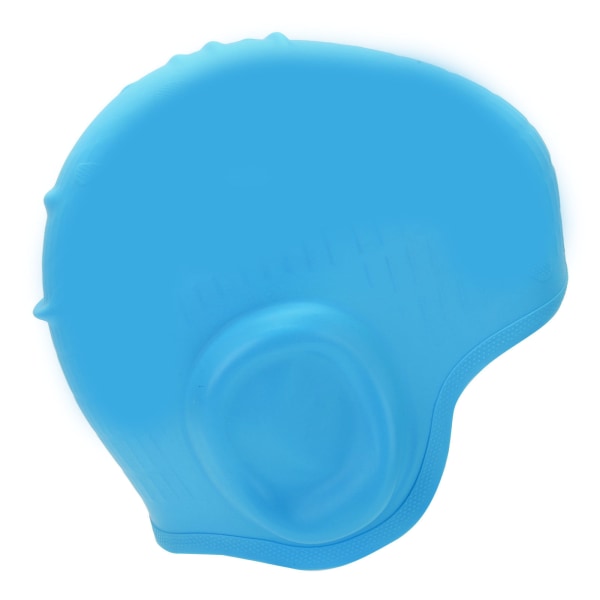 Vedenpitävä silikoninen cap kuulosuojaimilla 3D Strong Elastic pitkähiuksinen uimahattu aikuisille Vaaleansininen